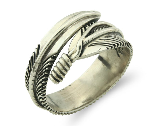 Vintage Navajo Ring Sterling Silver Authentic Traditional Signed H Mace Size 7.5