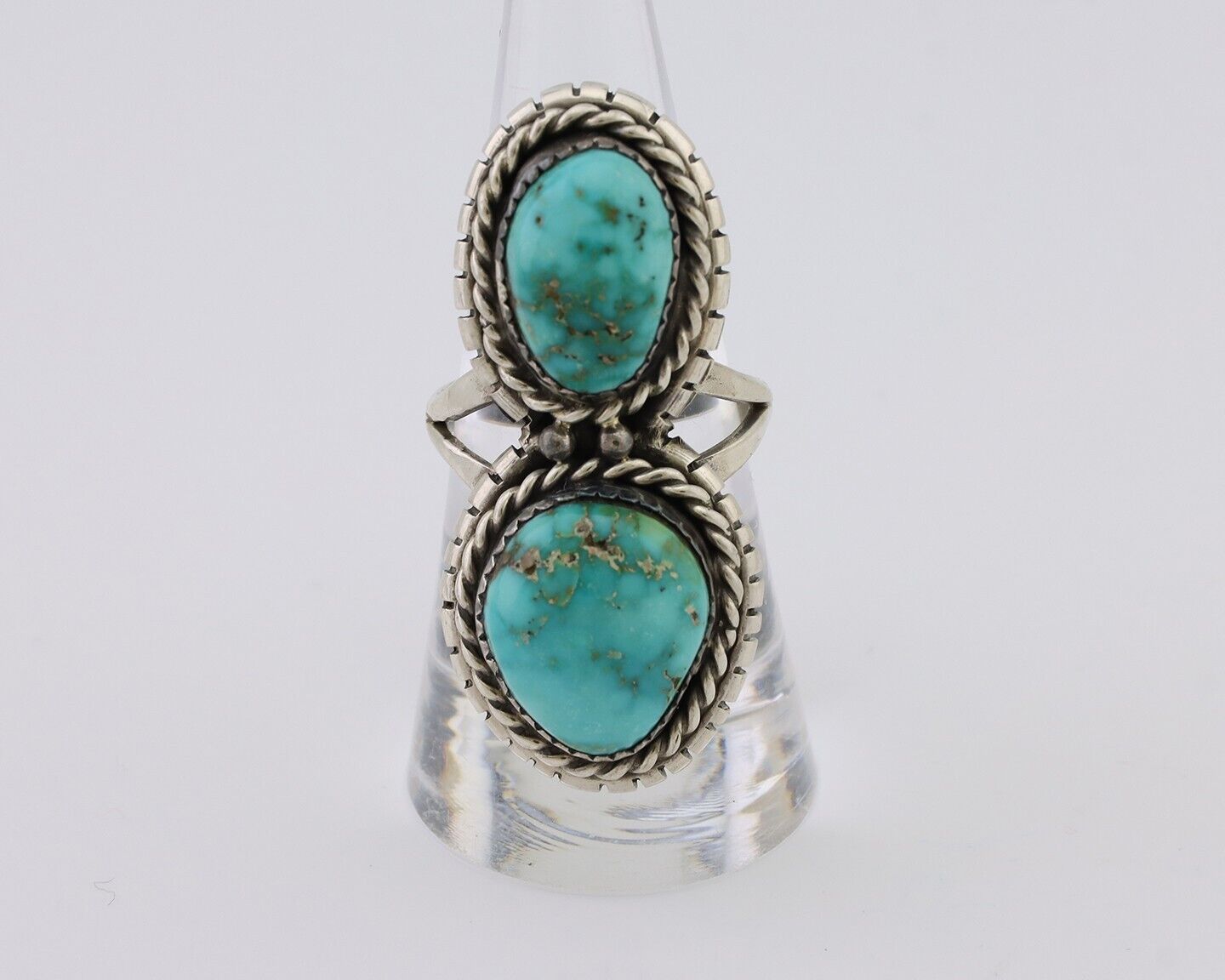 Navajo Ring 925 Silver Natural Spiderweb Turquoise Signed Tom Willeto C.80's