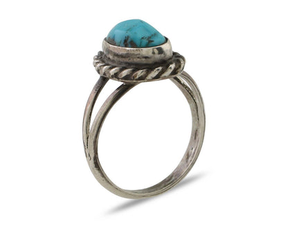 Navajo Ring 925 Silver Kingman Turquoise Native American Artist C.80's