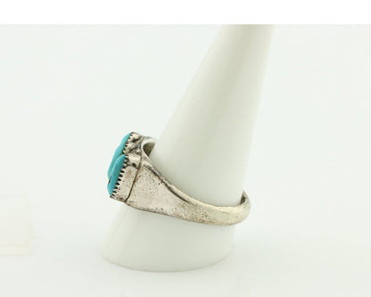Zuni Ring .925 Silver Natural Sleeping Beauty Turquoise Signed R. LULE C.80's
