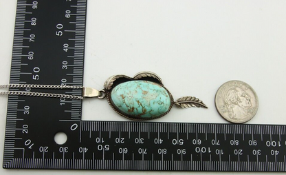 Navajo Necklace 925 Silver Natural Turquoise Native American Artist C.80's
