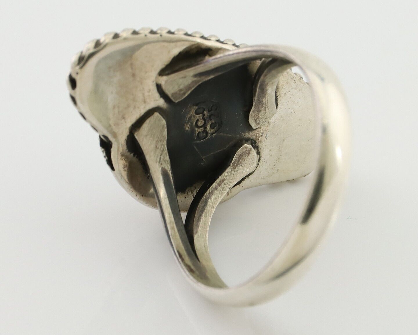 Navajo Handmade Ring 925 Silver Natural Turquoise Artist Signed GC01 C.80's