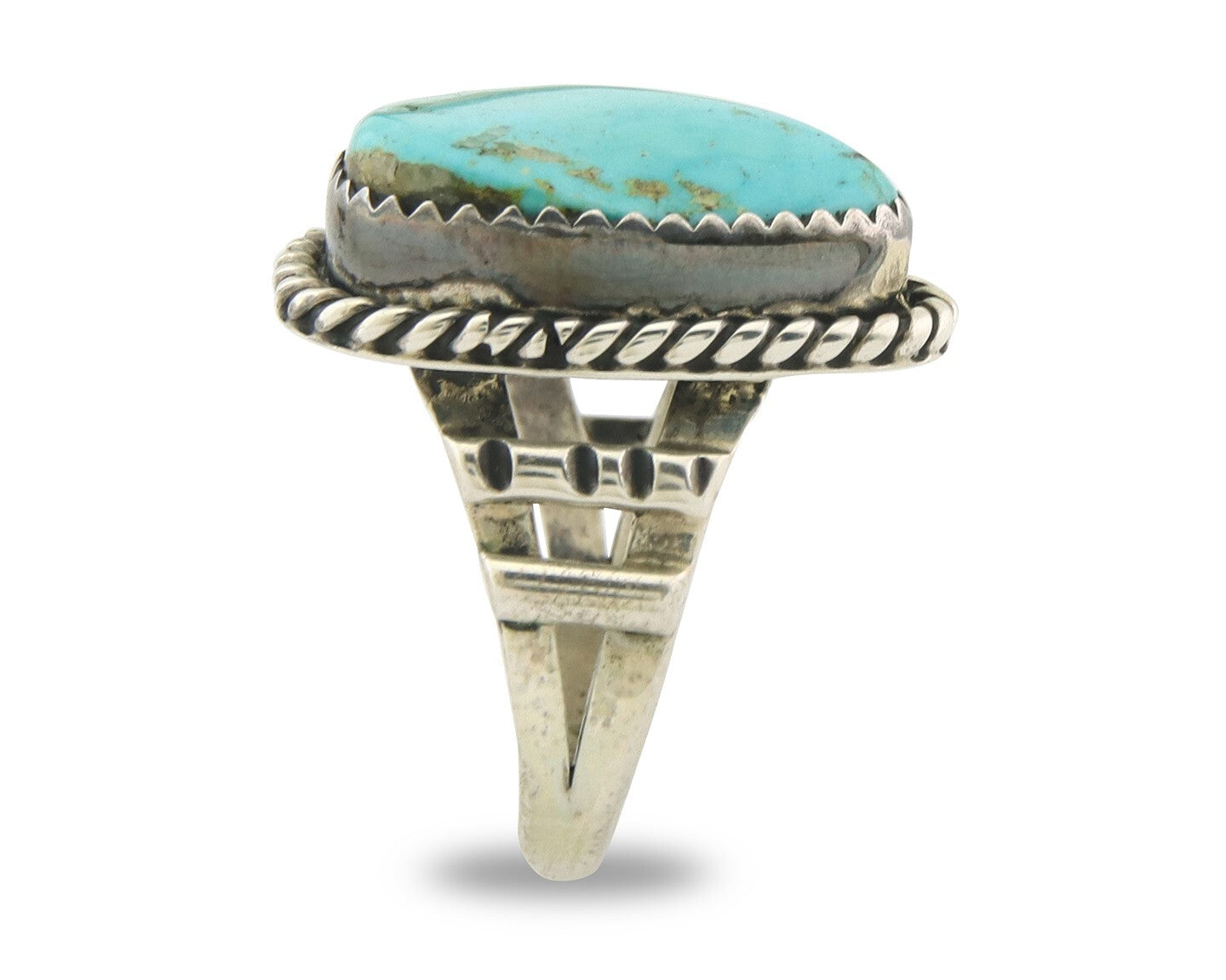 Vintage Navajo Ring 925 Sterling Silver Authentic Turquoise Size 7.0