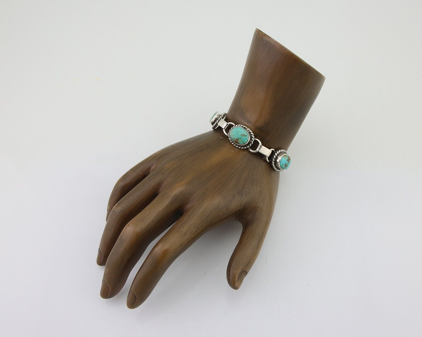 Navajo Bracelet 925 Silver Natural Turquoise Native American Artist C.80's