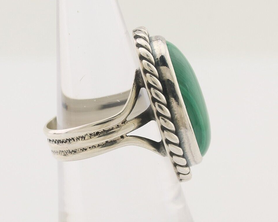 Navajo Ring 925 Silver Natural Malachite Native American Artist Size 6.25 C.80's