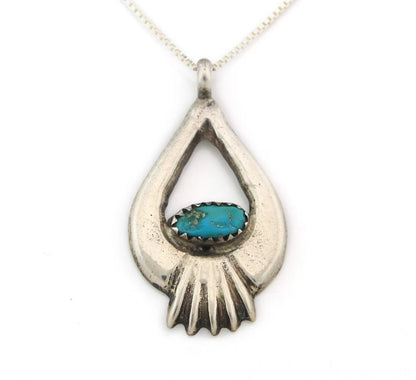 Navajo Necklace Sterling Silver Blue Turquoise Vintage Native Artist