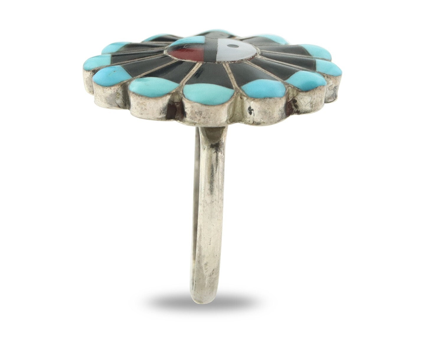 Vintage Zuni Ring 925 Sterling Silver Natural Gemstone Size 6.75
