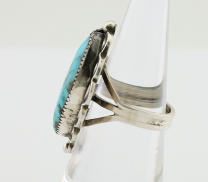 Navajo Handmade Ring 925 Silver Kingman Turquoise Artist Signed Benny M C.80's