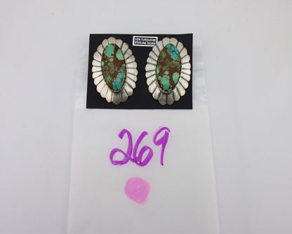 Navajo Handmade Earrings 925 Silver Turquoise Native American Artist C.80s