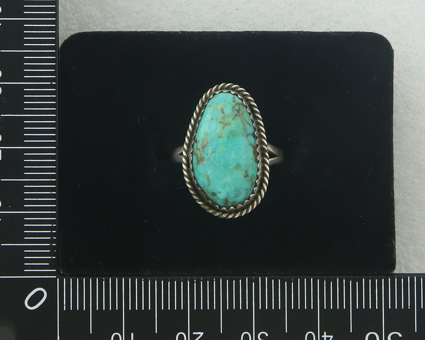 Vintage Navajo Ring 925 Sterling Authentic Santa Rita Turquoise Size 5.5