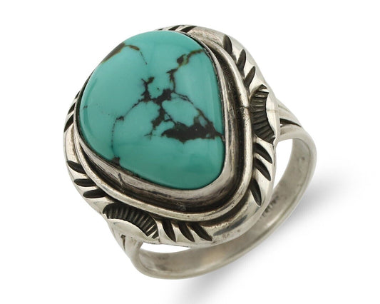 Navajo Ring 925 Silver Natural Mined Turquoise Native American Artist C.80's