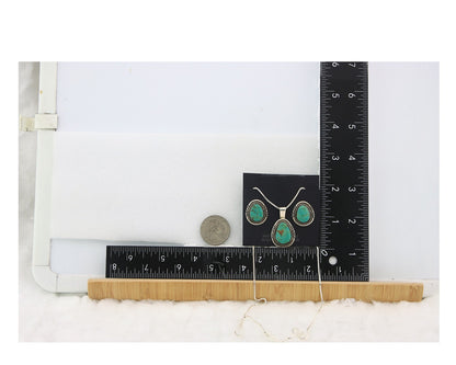 Navajo Necklace Earrings Set Sterling Silver Turquoise Vintage Signed AB