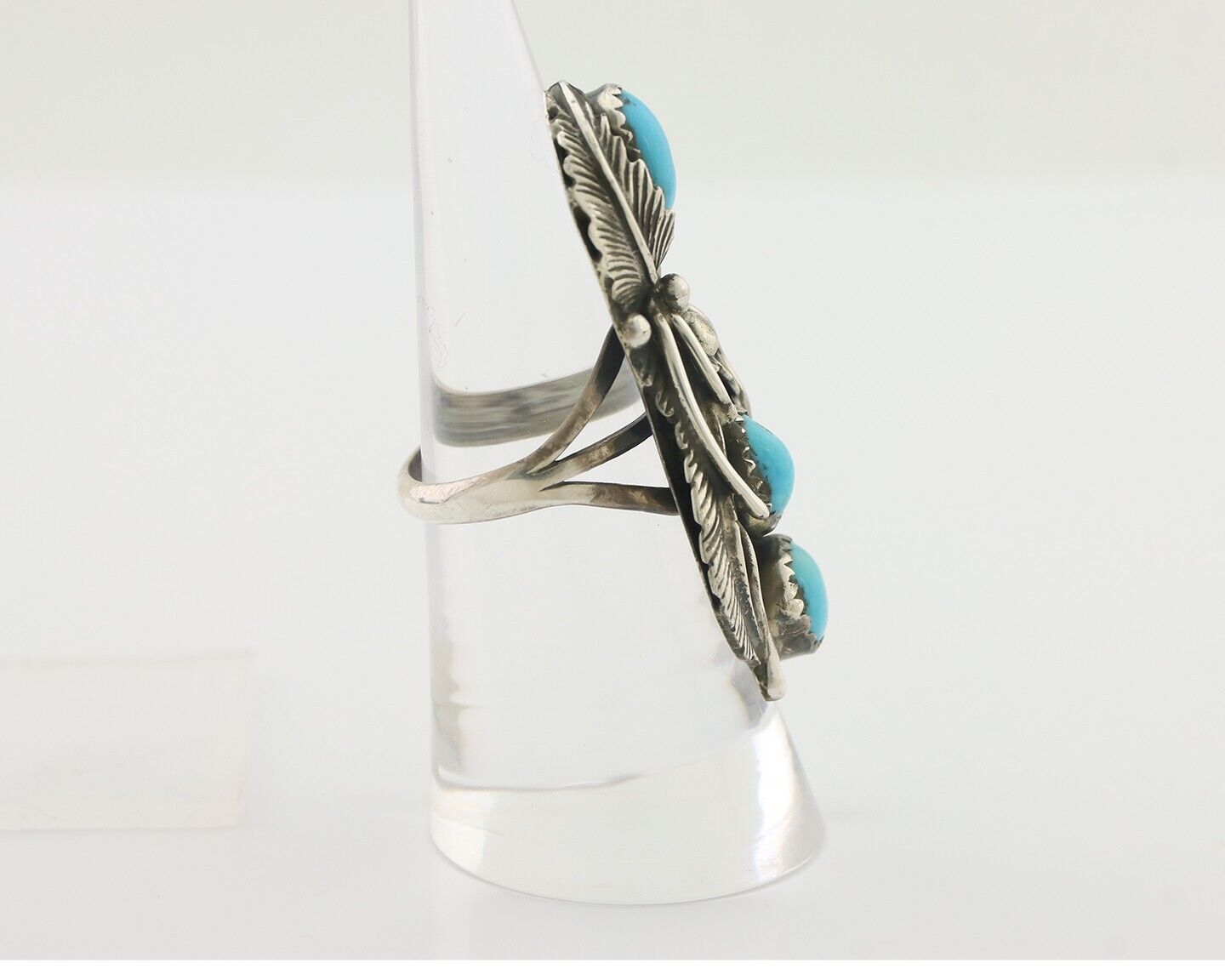 Navajo Ring 925 Silver Sleeping Beauty Turquoise Native American Artist C.80's