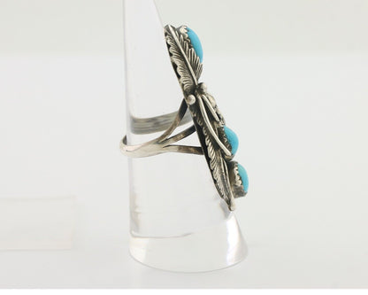 Navajo Ring 925 Silver Sleeping Beauty Turquoise Native American Artist C.80's