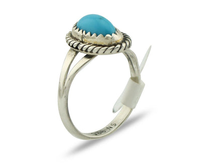 Navajo Ring .925 Silver Sleeping Beauty Turquoise Native American Artist C.80's