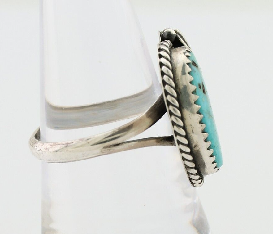 Navajo Handmade Ring 925 Silver Natural Turquoise Artist Signed IJC C.80's