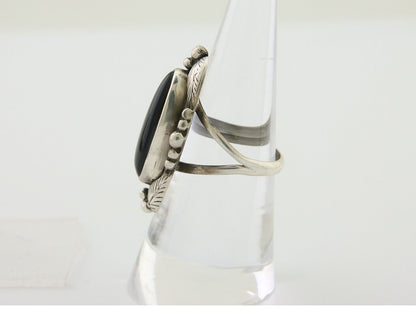 Navajo Handmade Ring 925 Silver Black Onyx Artist Signed GR C.80's