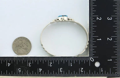 Navajo Cuff Bracelet Sterling Silver Morenci Turquoise Vintage Signed G Yazzie