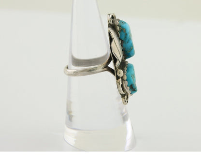 Navajo Ring 925 Silver Blue Turquoise Artist Signed F C.80's