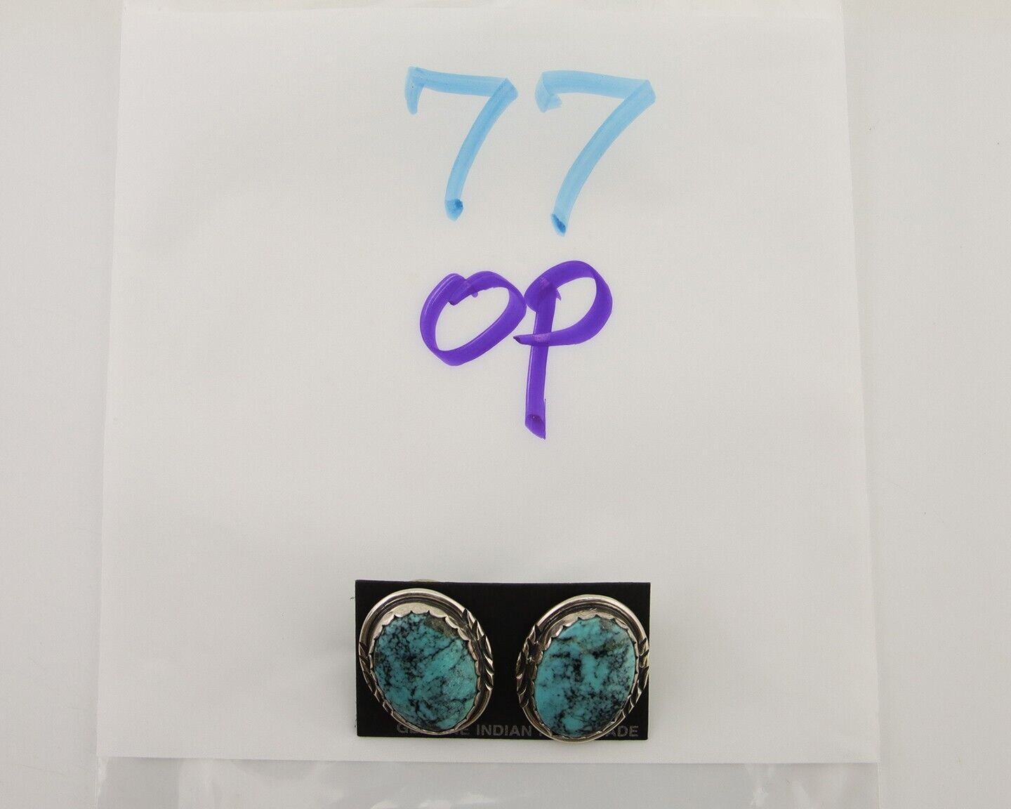 Navajo Earrings 925 Silver Natural Blue Native American Artist C.80's