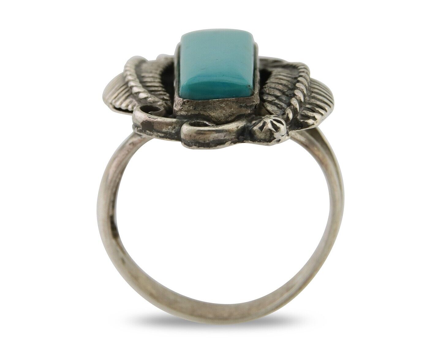 Navajo Handmade Ring 925 Silver Natural Turquoise Native Artist C.80's
