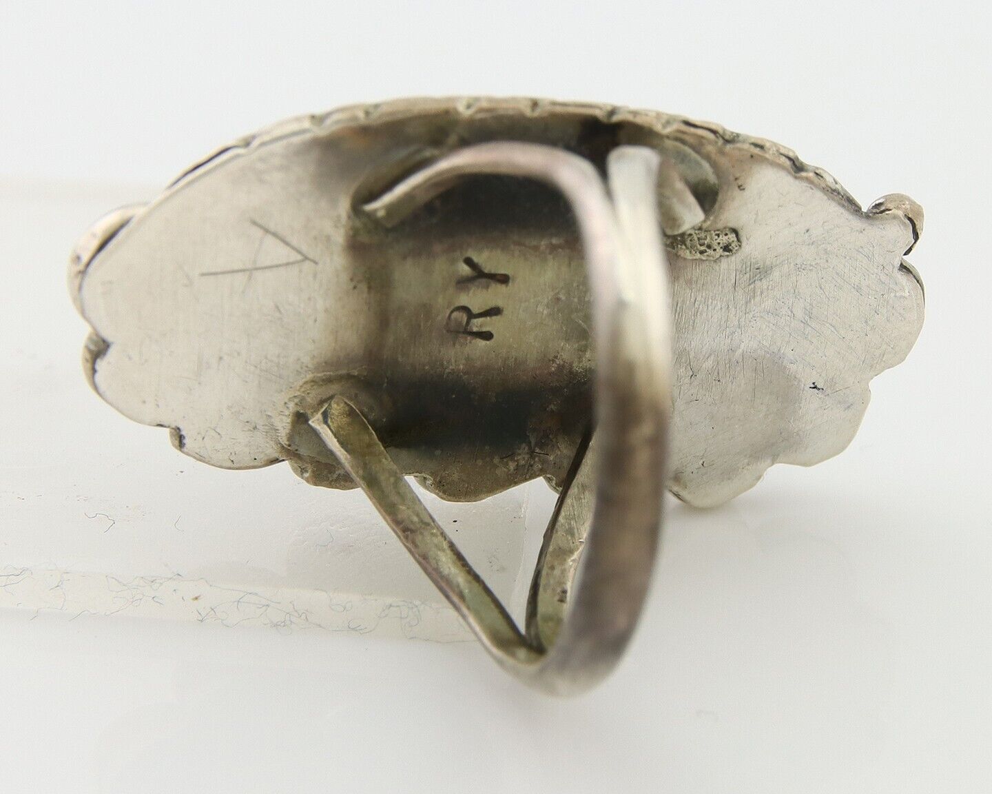 Navajo Ring .925 Sterling Blue Turquoise Artist Signed R Yazzie C.80's