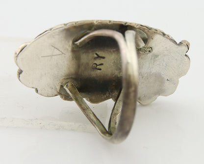 Navajo Ring .925 Sterling Blue Turquoise Artist Signed R Yazzie C.80's