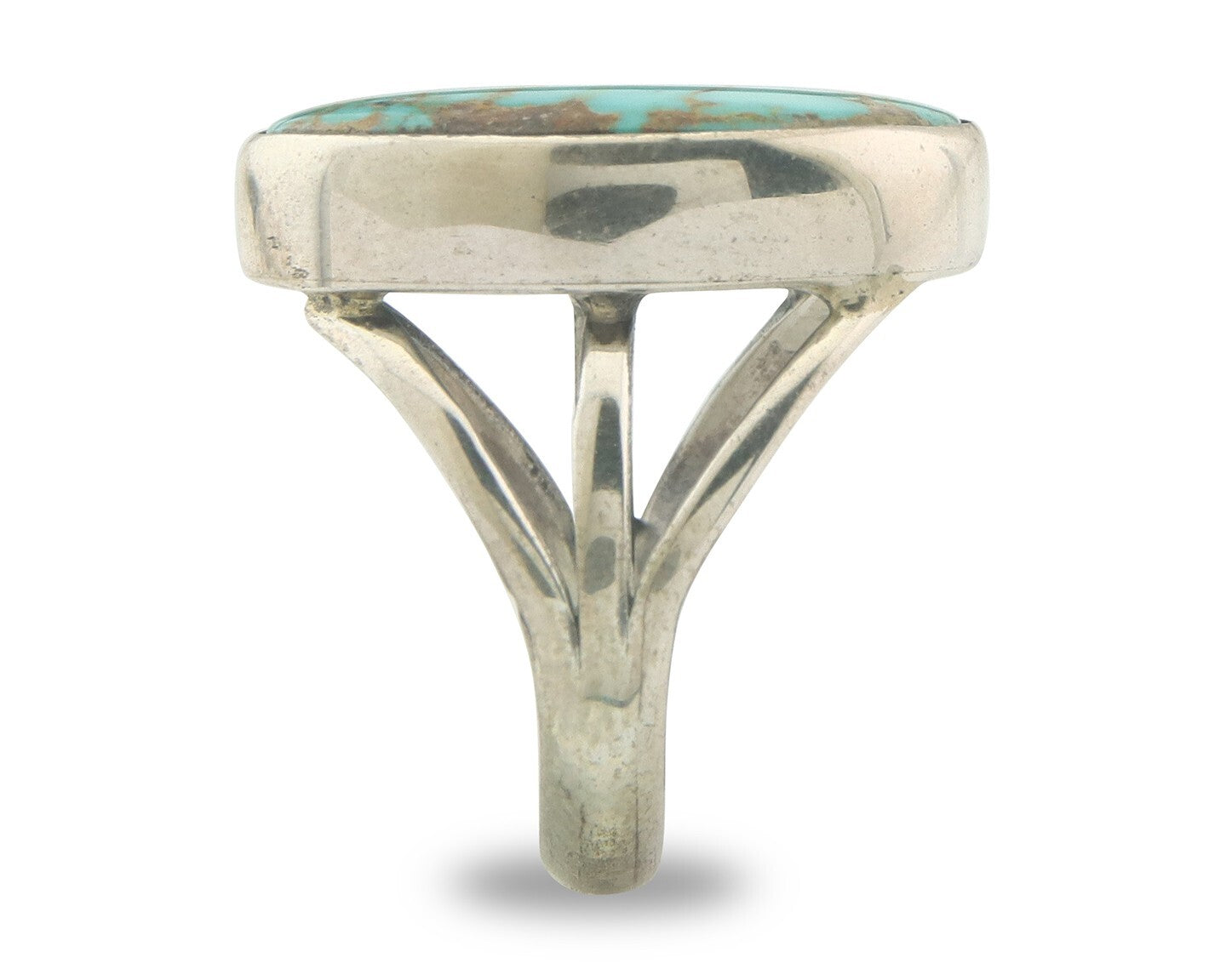 Vintage Navajo Ring 925 Sterling Authentic Traditional Turquoise Size 8.0