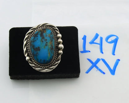 Men Navajo Ring Sterling Silver Nevada Turquoise Vintage Signed D Size 11