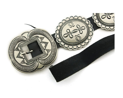 Navajo Concho Belt Sterling Silver Handmade Vintage 40in Long