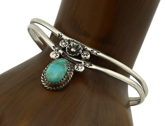 Navajo Bracelet 925 Silver Kingman Turquoise Artist Native American C.80's