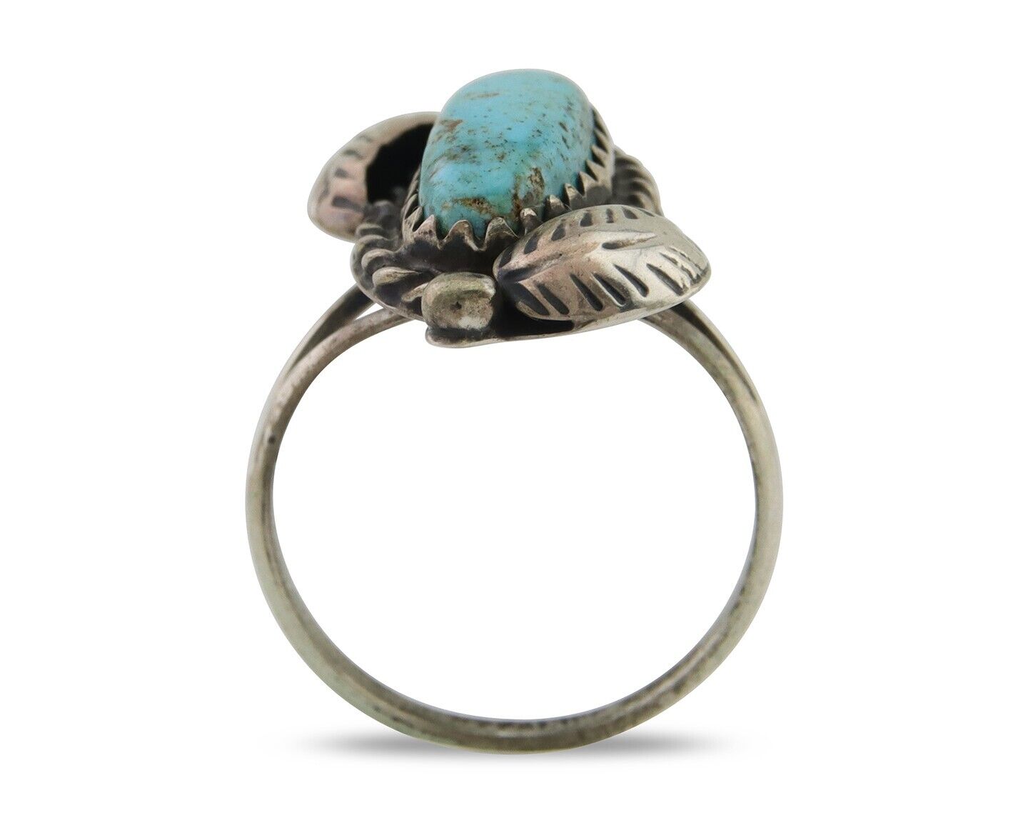 Navajo Ring 925 Silver Natural Blue Turquoise Native American Artist C.80's