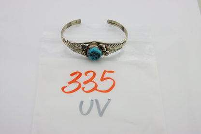 Navajo Bracelet 925 Silver Cuff Turquoise Handmade Native Artist C.80's