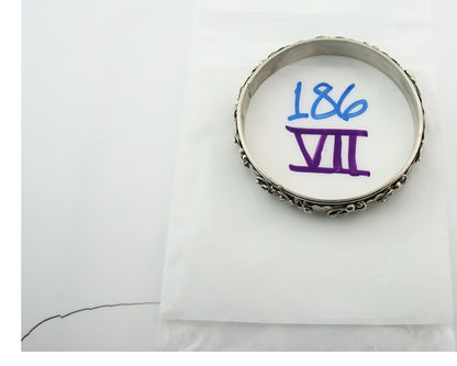 Vintage Navajo Bangle Bracelet Sterling Silver Hand Stamped Signed BFS