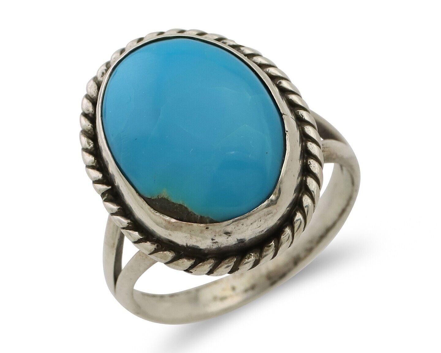 Navajo Ring 925 Silver Natural Blue Turquoise Native American Artist C.80's