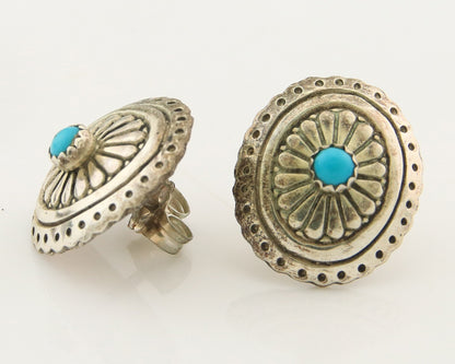 Navajo Earrings Sterling Silver Turquoise Vintage Handmade