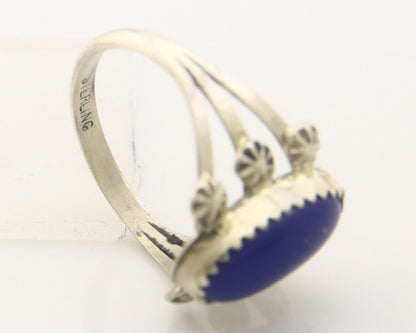 Navajo Ring 925 Sterling Natural Lapis Handmade Native Artist C.80's