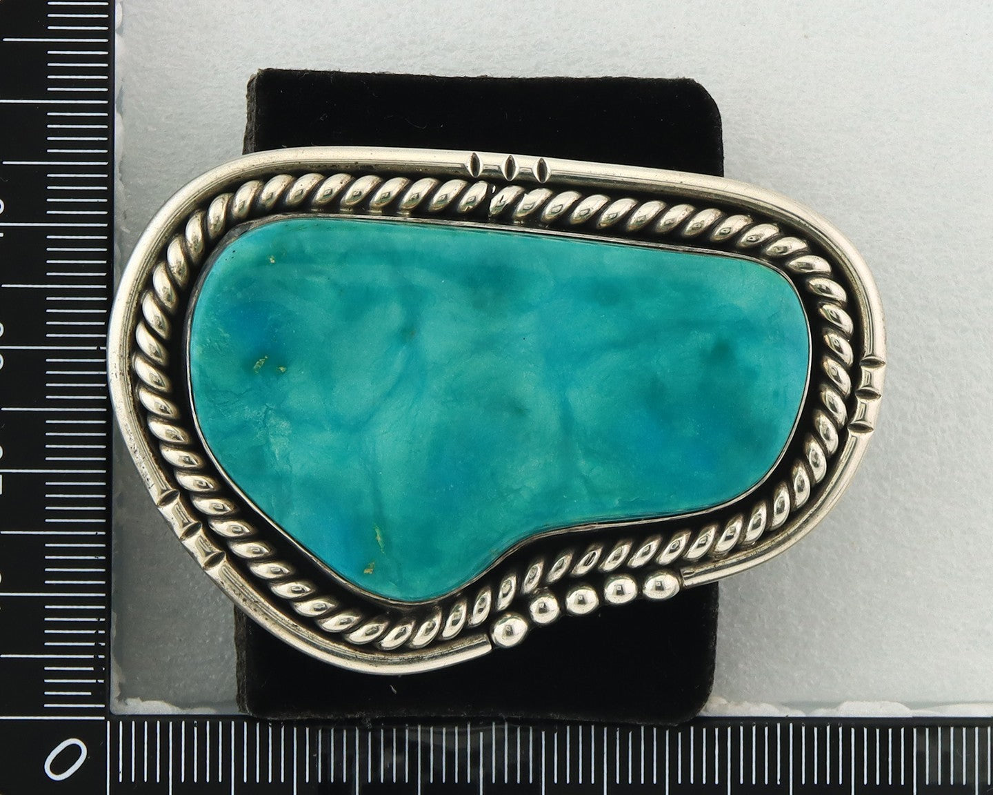Huge Navajo Ring Sterling Silver Vintage Turquoise Signed DZ Size 7.0