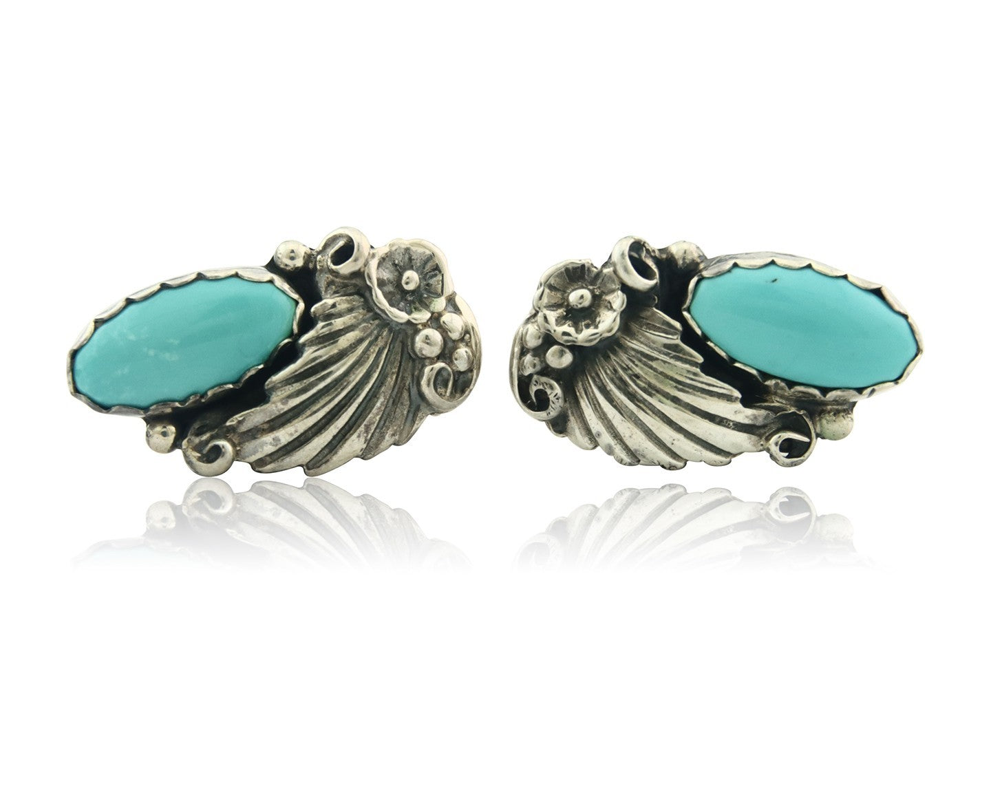 Navajo Earrings Sterling Silver Natural Turquoise Vintage Authentic
