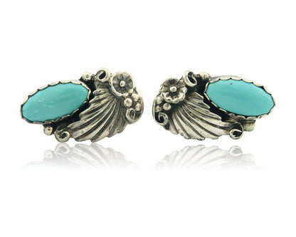 Navajo Earrings Sterling Silver Natural Turquoise Vintage Authentic