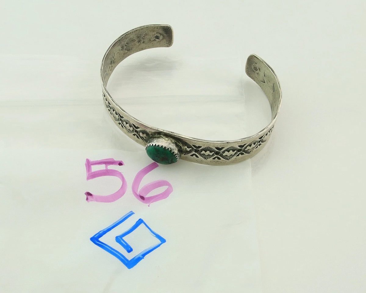 Navajo Cuff Bracelet 925 Sterling Silver Turquoise Vintage Signed Marcella James
