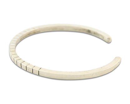 Navajo Bracelet 925 Silver Hand Stamped Signed M.C. ISASIB C.80's