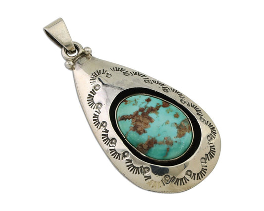 Navajo Pendant 925 Silver Royston Turquoise Artist Signed MC C.80's