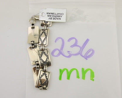 Navajo Hamdmade Link Bracelet 925 Silver Native American Artist C.80's