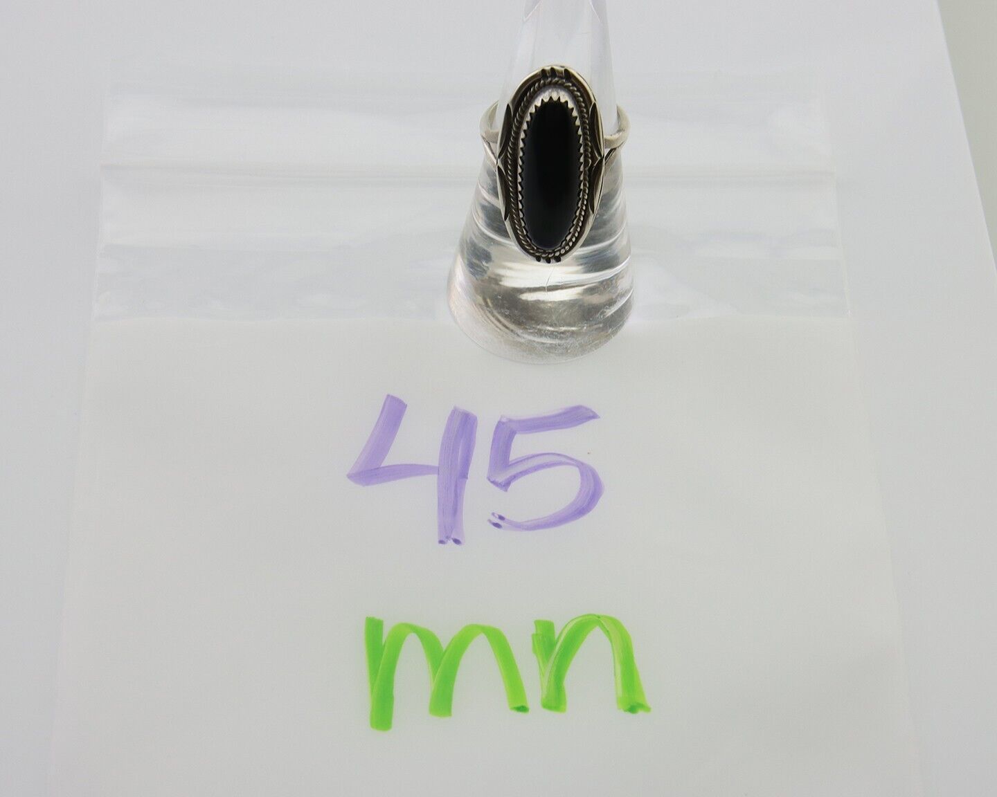 Navajo Handmade Ring 925 Silver Black Onyx Native American Artist C.80's