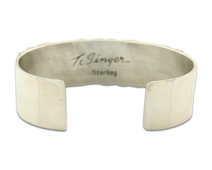 Navajo Bracelet Gold & 925 Silver Handmade 16 mm Wide Signed Thomas Singer C80s