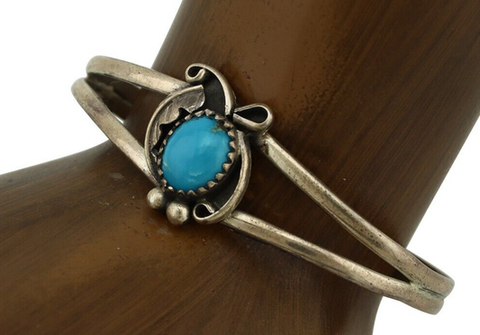 Navajo Slave Bracelet 925 Silver Arizona Turquoise Native American Artist C.80's
