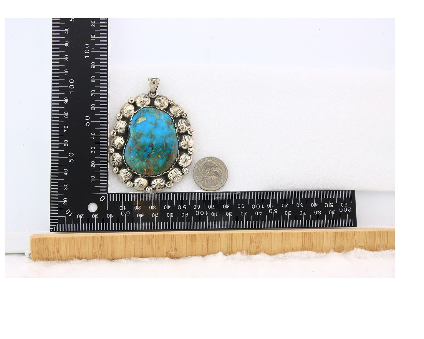 Large Navajo Pendant Sterling Silver Authentic Turquoise Vintage Artist Signed