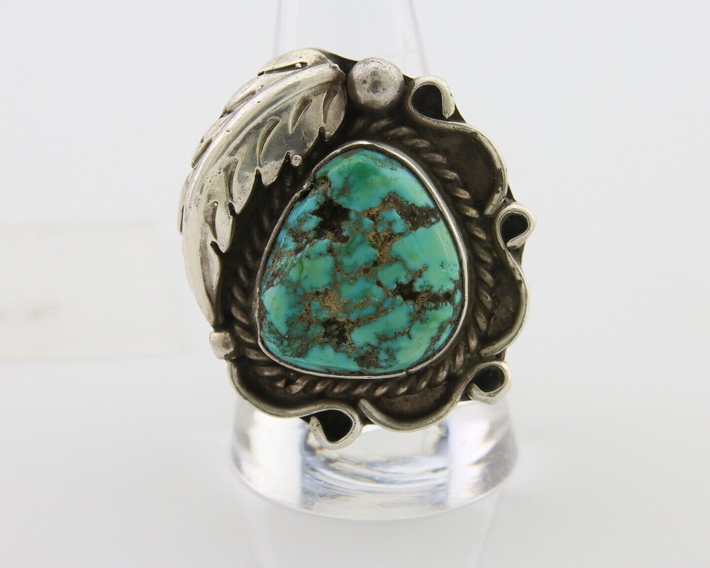 Navajo Handmade Ring 925 Silver Natural Turquoise Native Artist C.80's