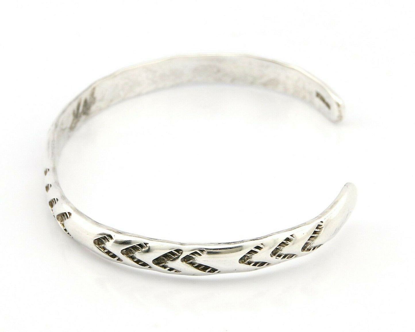 Navajo 5.3 mm Wide 925 Solid Sterling Silver Handmade Hand Stamped Cuff Bracelet